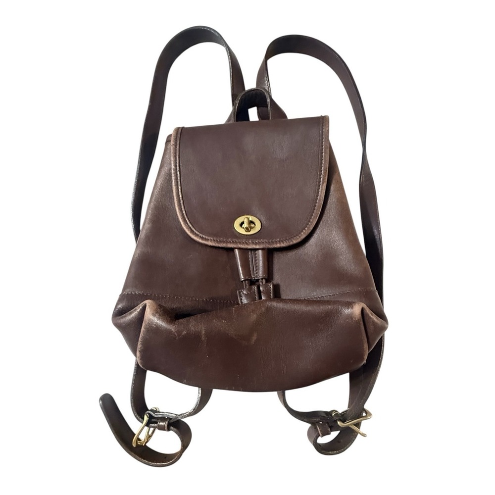 COACH 9960 Backpack Turnlock Leather Brown OLD Vintage Authentic